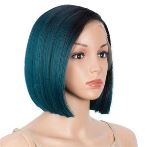 Women Bob Wigs for White Women Synthetic Hair 9.5" 120g Natural Straight Swiss